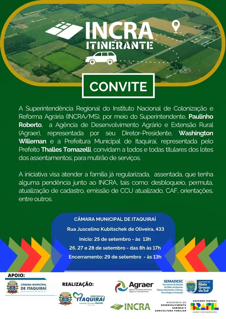 INCRA Itinerante e parceiros se unem em uma semana de serviços essenciais para famílias assentadas