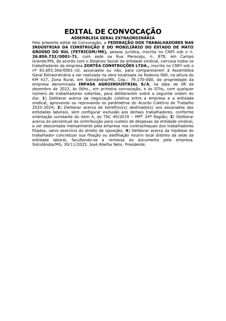 EDITAL DE CONVOCAÇÃO