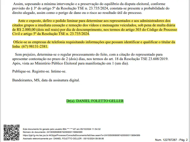 Justiça Eleitoral derruba fake news contra candidato a prefeito em Rochedo